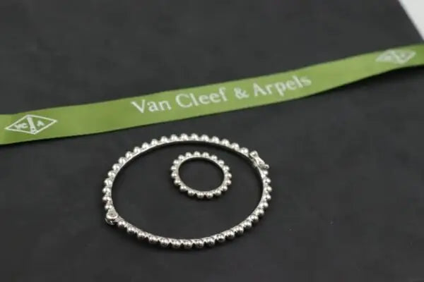Van Cleef & Arpels Jewelry | Perlee Beads Silver Bracelet and Ring Set