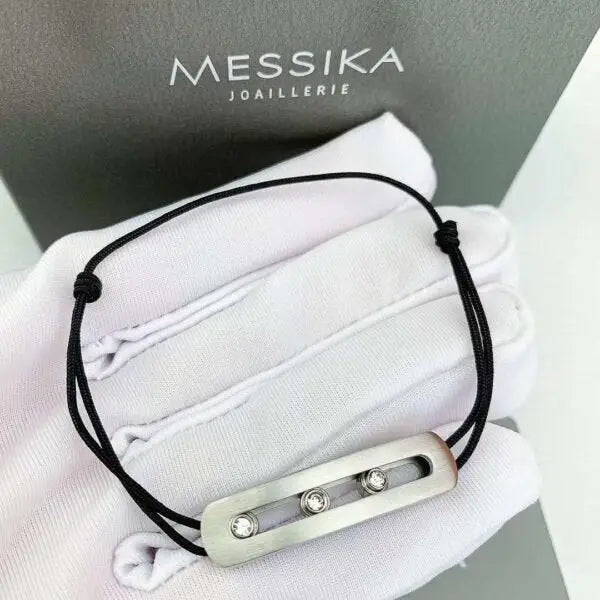 Messika Jewelry | Titanium Cord Bracelet Natural Titanium Diamonds