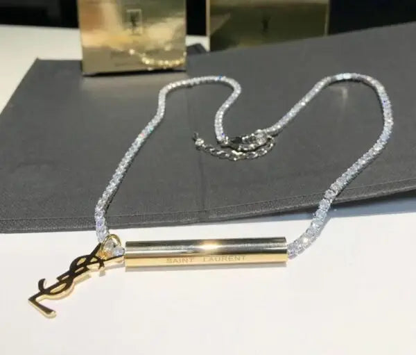 YSL Jewelry | Cassandre Tennis Necklace Silver Crystals