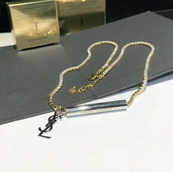 YSL Jewelry | Cassandre Tennis Necklace Silver Crystals