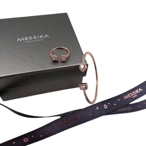 Messika Jewelry | Pave Bangle Ring Pink Gold Diamonds