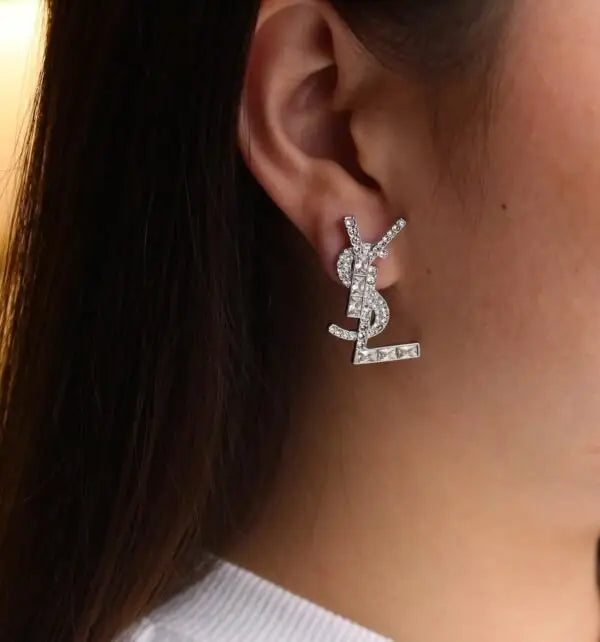 YSL Jewelry | Cassandre Opyum Stud Earrings Silver Crystals