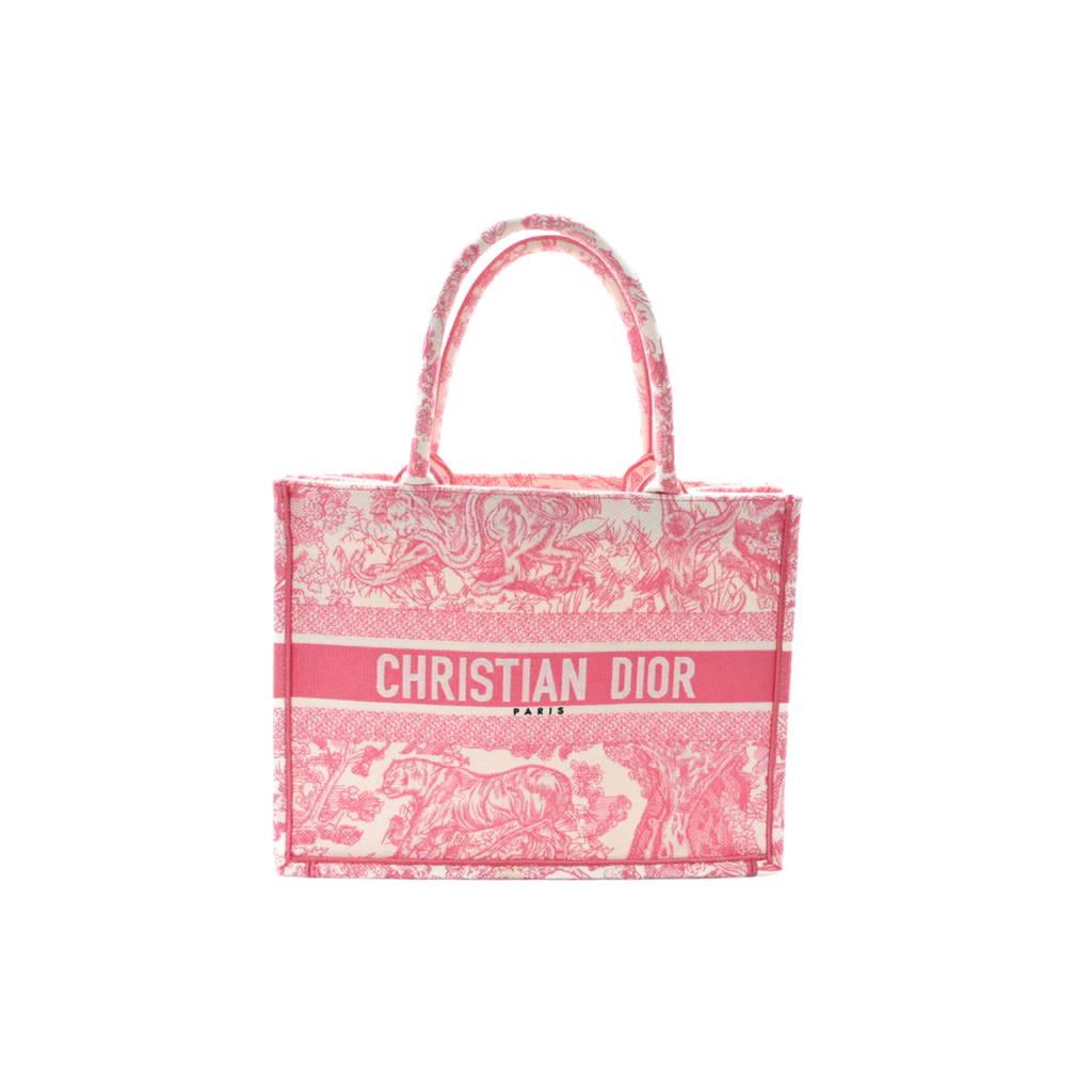 Dior Bag | Canvas Embroidered Tote Pink Bag
