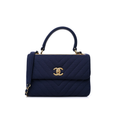 Chanel Bag | CC Dual Handle Flap Bag Navy Blue