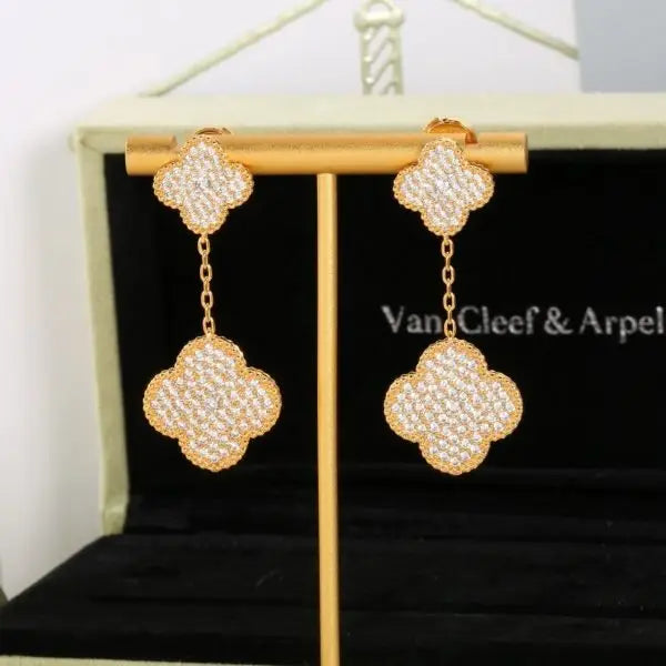 Van Cleef & Arpels Jewelry | Dangle Earrings Gold Full Crystals