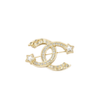 Chanel Jewelry | Crystal CC Dangle Hoop Earrings Silver Tone