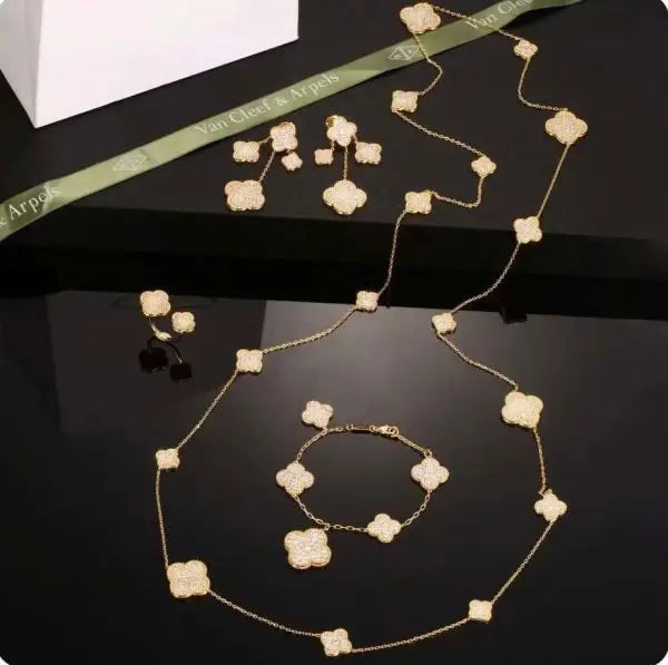 Van Cleef & Arpels Jewelry | Jewelry Set Gold Full Crystals