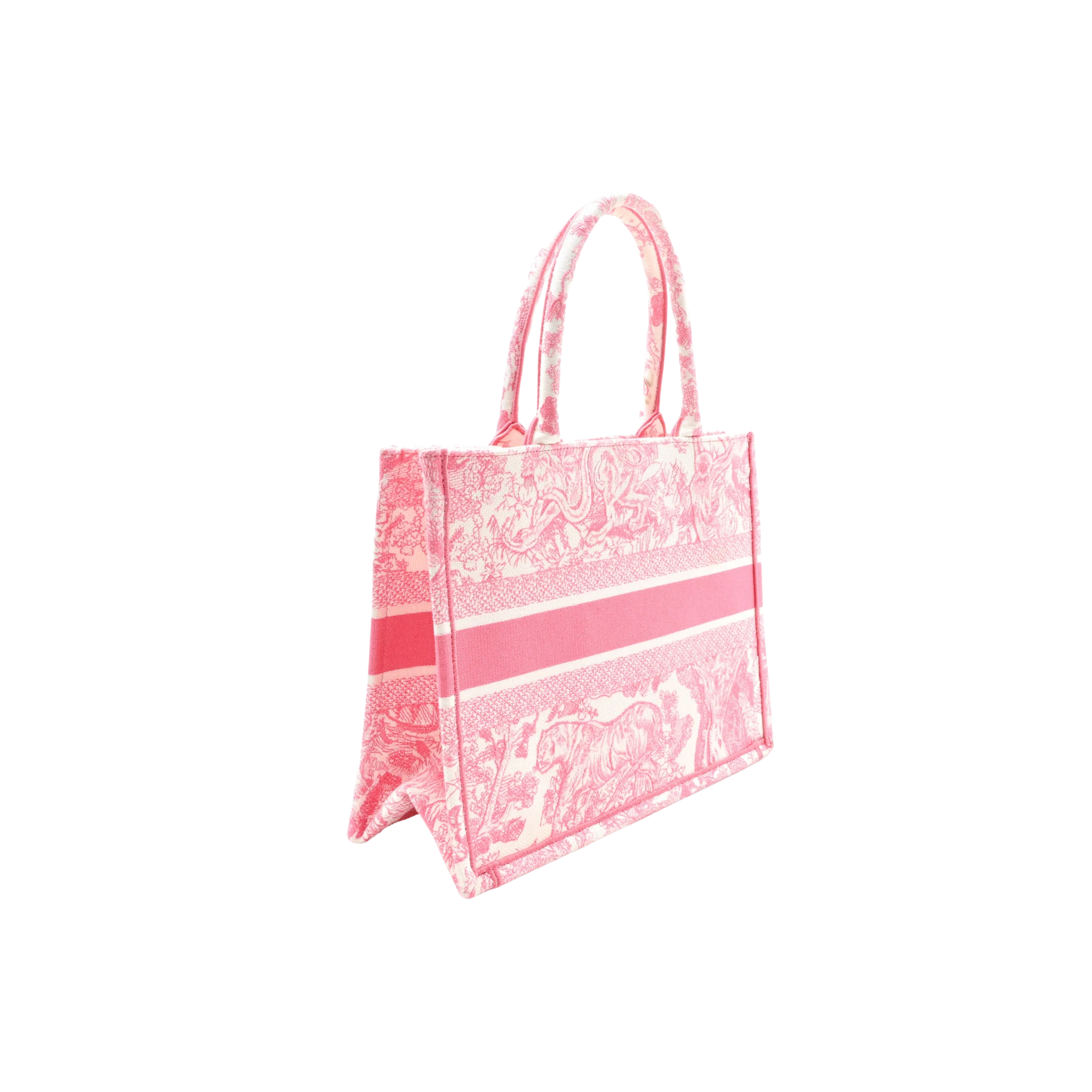 Dior Bag | Canvas Embroidered Tote Pink Bag