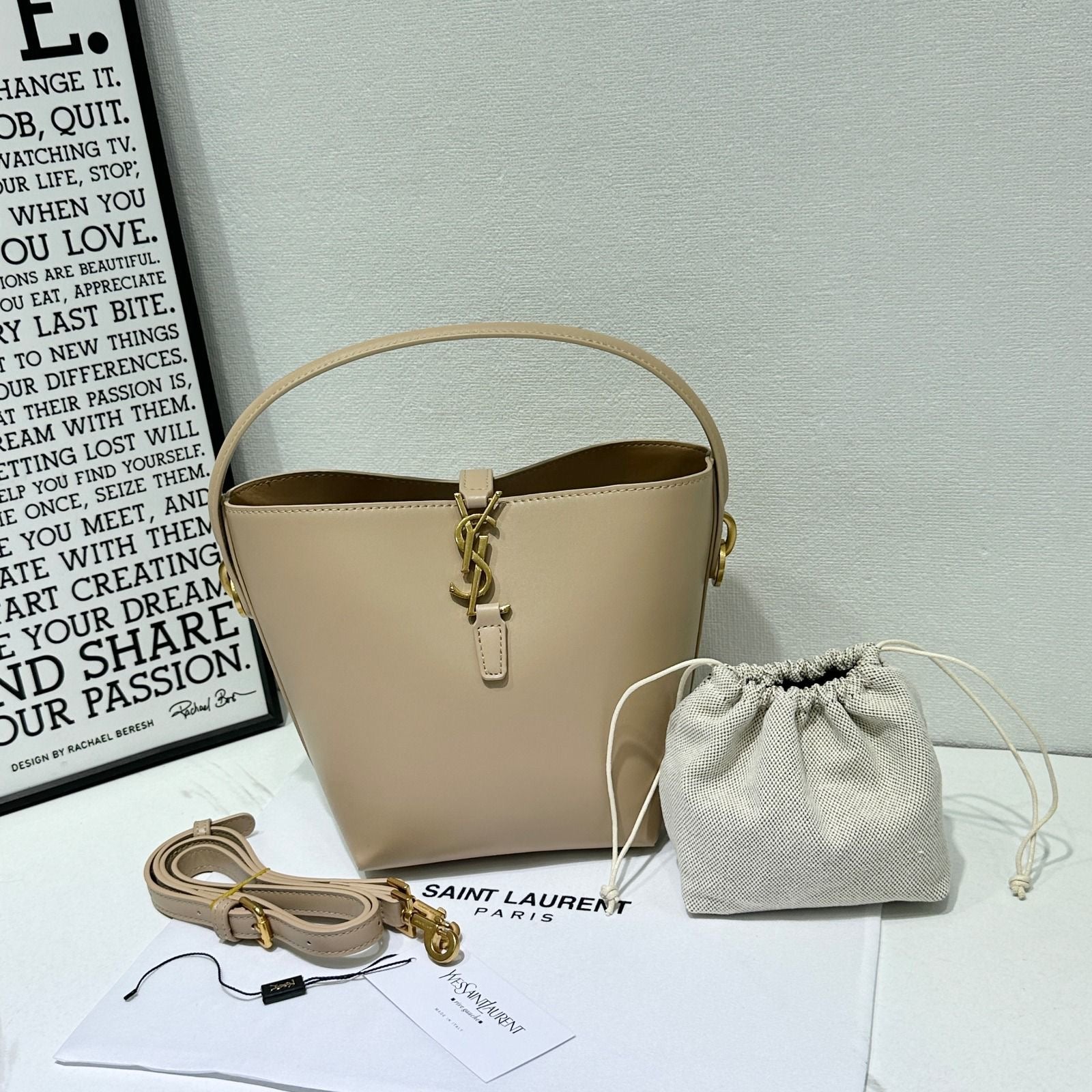 YSL Bag | Le 37 Beige Shiny Leather