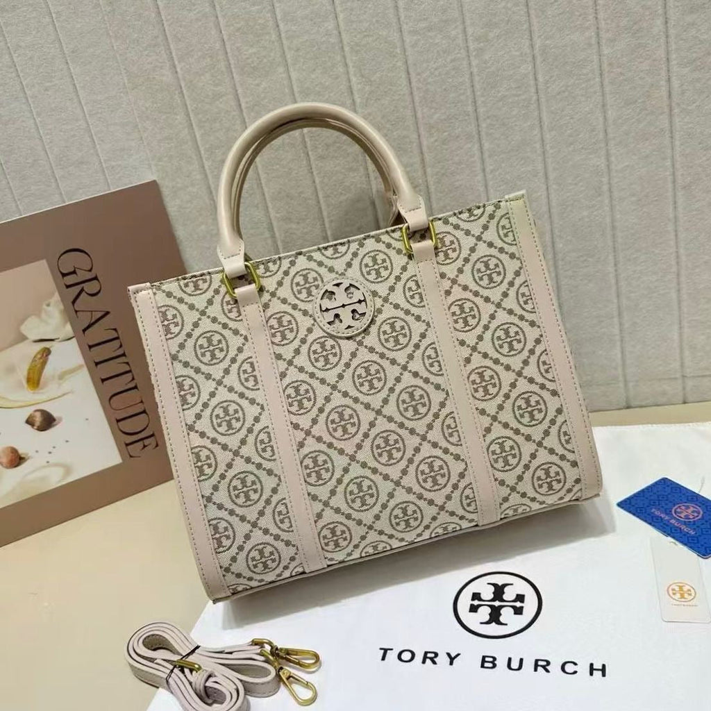 Tory Burch Bag | T Monogram Mini Tote Ivory