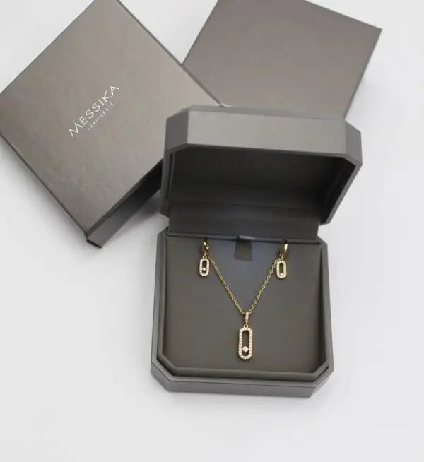Messika Jewelry | Long Pavé Station Necklace Earrings Set