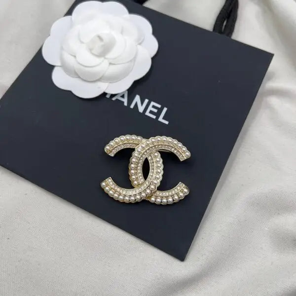 Chanel Jewelry | Crystal Resin Pearl Pavé CC Logo Brooch