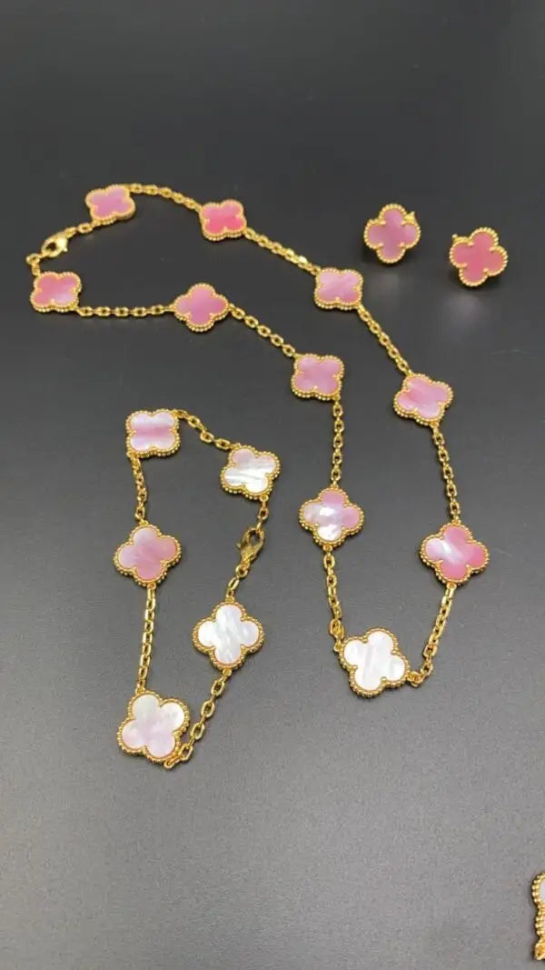 Van Cleef & Arpels Jewelry | Alhambra Jewelry Set Gold Pink Mother Pearl