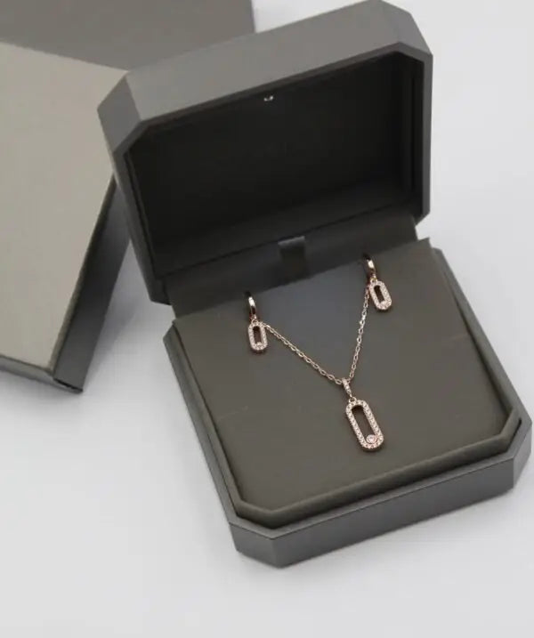 Messika Jewelry | Long Pavé Station Necklace Earrings Set