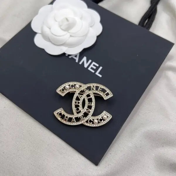 Chanel Jewelry | Crystal Resin Pearl Pavé CC Logo Brooch