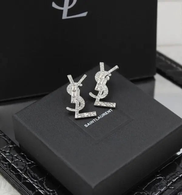 YSL Jewelry | Cassandre Opyum Stud Earrings Silver Crystals