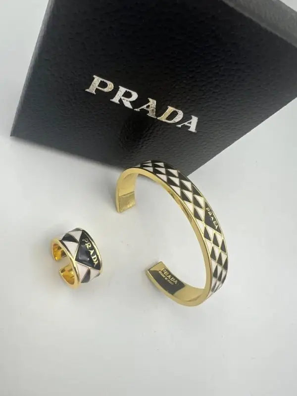 Prada Jewelry | Set Silver Black White Enamel