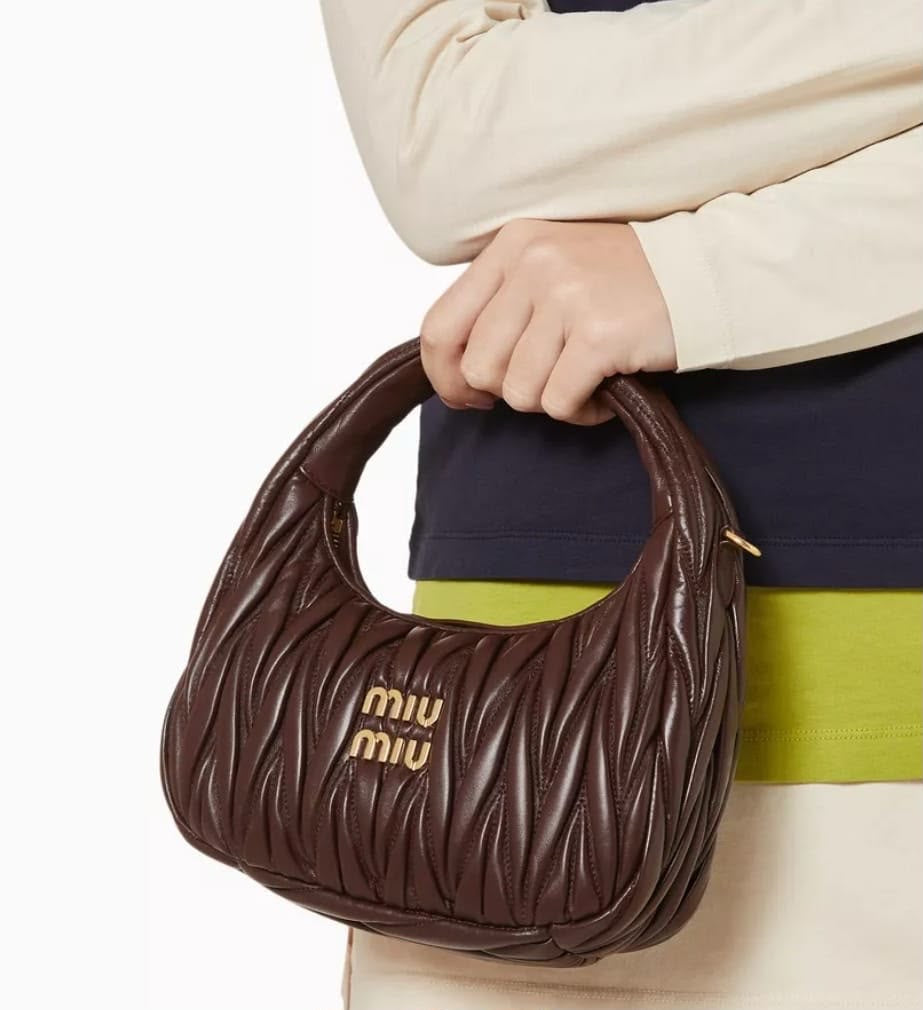 Miu Miu Bag Wander Matelassé Nappa Leather Hobo