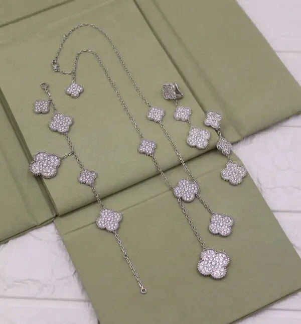 Van Cleef & Arpels Jewelry | Alhambra Jewelry Set Silver Crystals