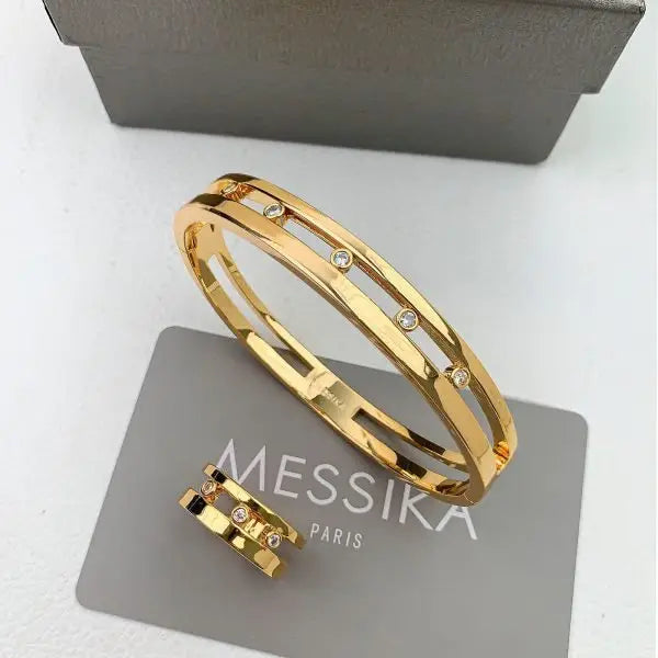 Messika Jewelry | Romane Double Hoop Earrings Mixed Gold Diamonds