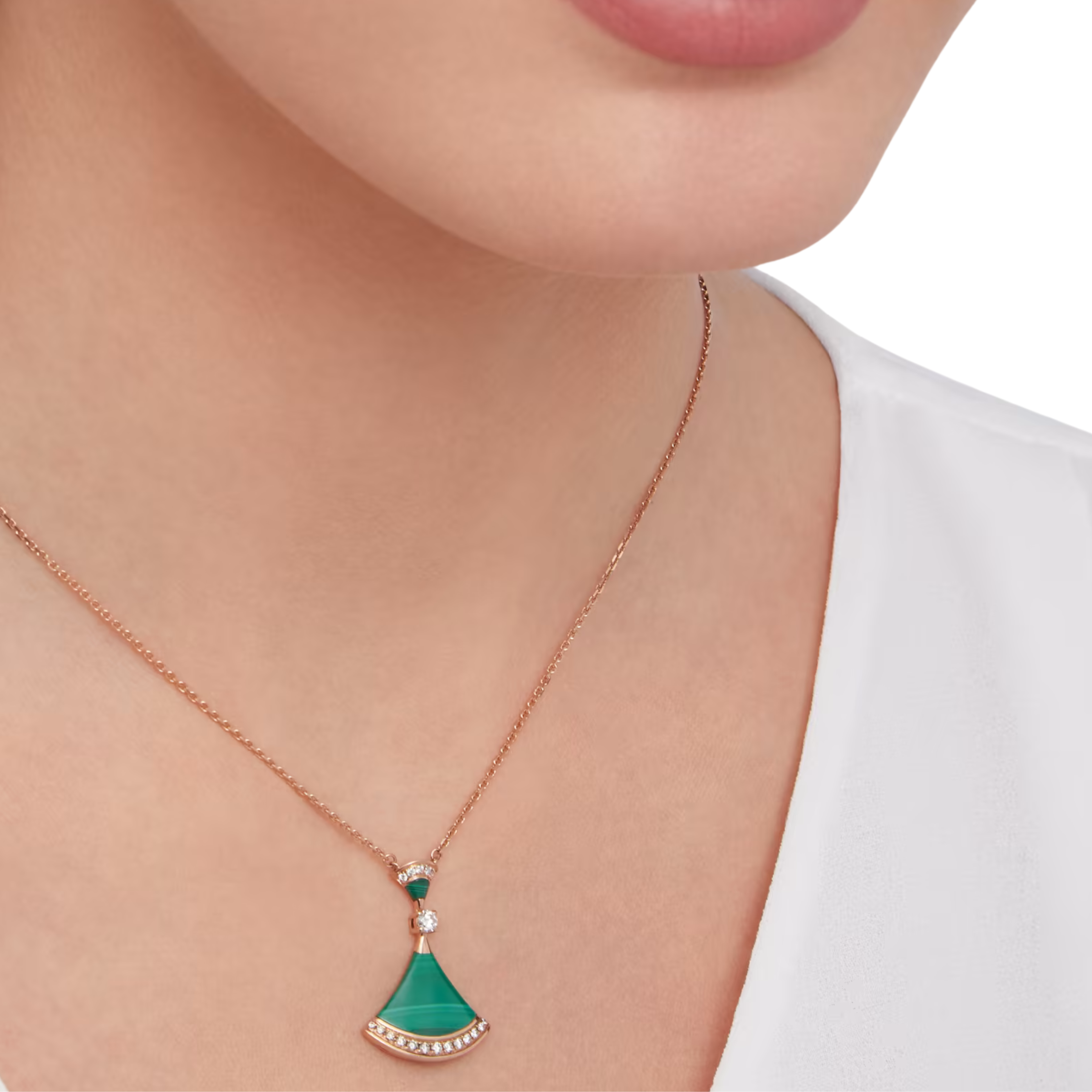 Bvlgari Jewelry | 18k Rose Gold Pendant Set Diamond Necklace