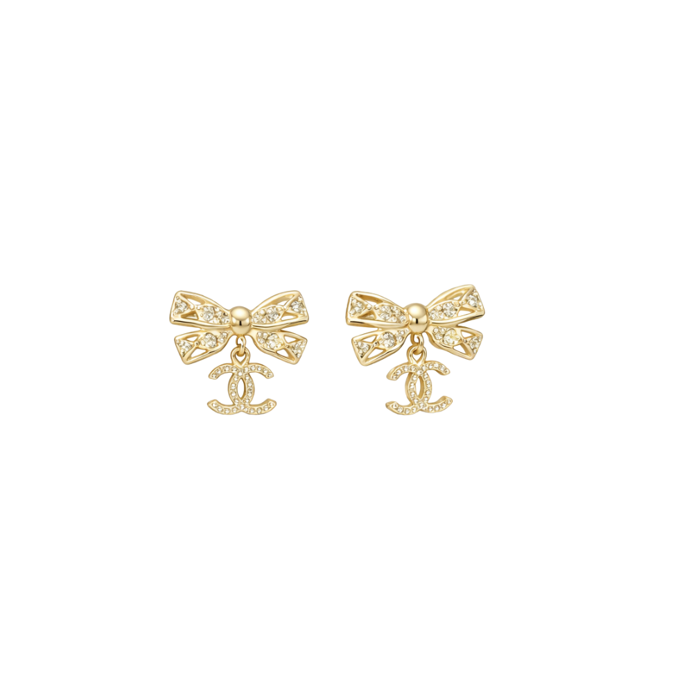 Chanel Jewelry | Bow CC Logo Crystal Jewelry Set