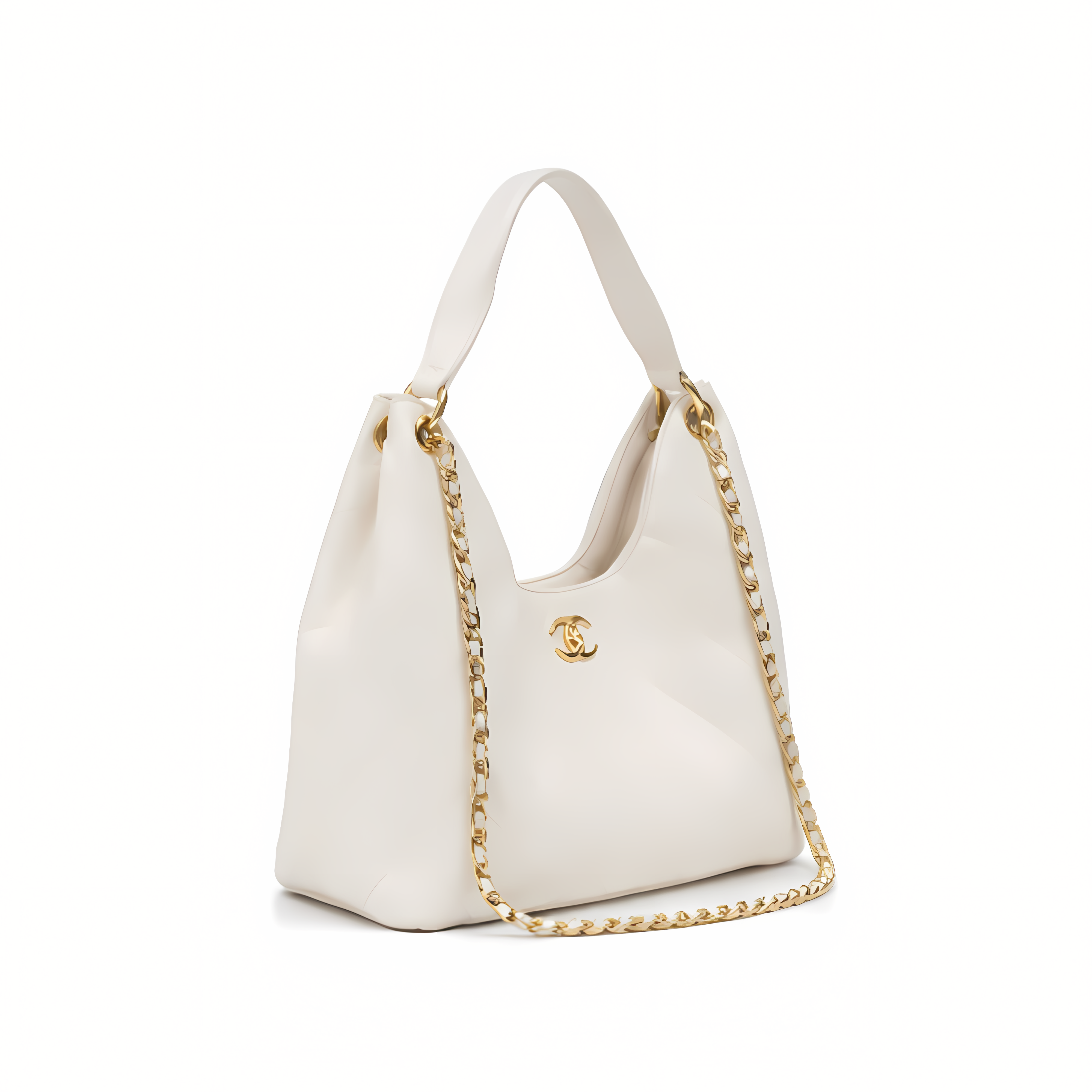 Chanel Bag | 25 Medium Hobo Light Beige Quilted Caviar