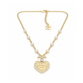 Chanel Jewelry | Quilted Heart CC Logo Pearl Station Necklace