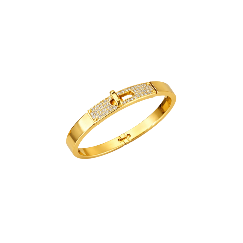 Hermès Jewelry | Kelly Bangle Bracelet Gold Full Crystals
