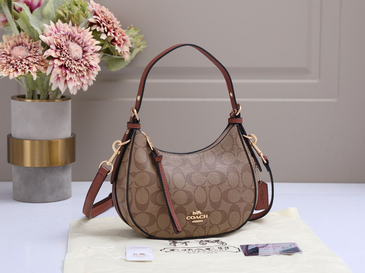 Coach Bag | Kleo Hobo Signature Canvas Mocha Sand