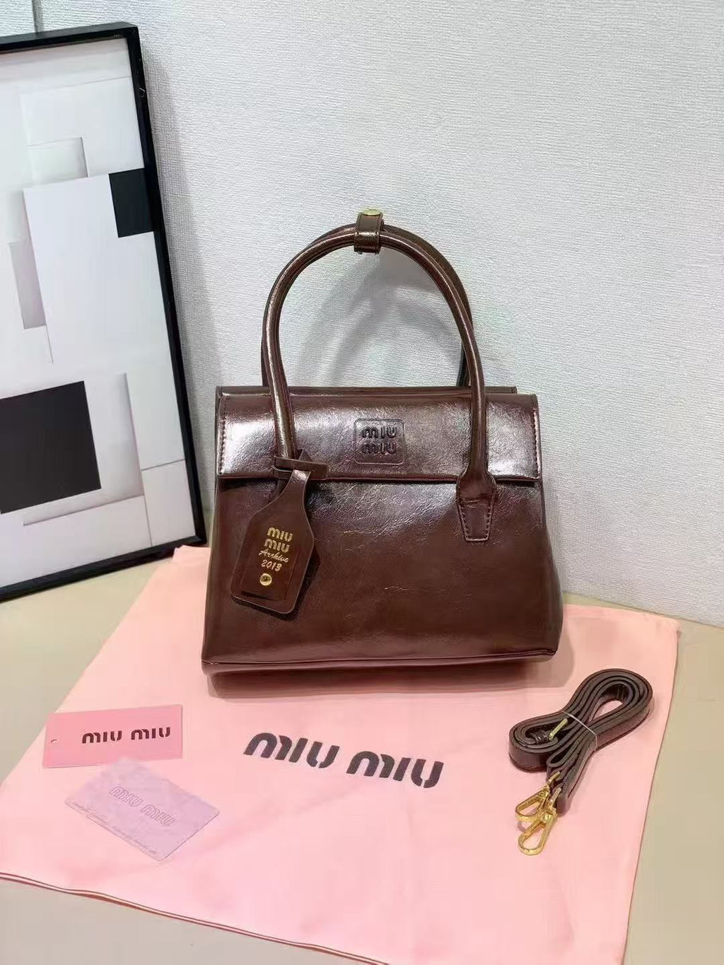 Miu Miu Bag | Solitaire Shiny Leather Brown