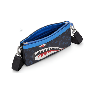 Louis Vuitton Pouch | Lv Logo Shark Black Blue
