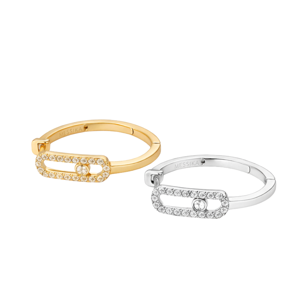 Messika Jewelry | Romane Double Hoop Earrings Mixed Gold Diamonds