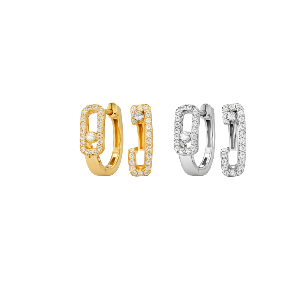 Messika Jewelry | Romane Double Hoop Earrings Mixed Gold Diamonds