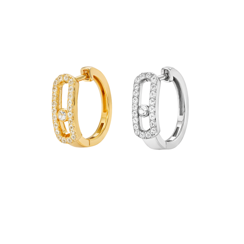 Messika Jewelry | Romane Double Hoop Earrings Mixed Gold Diamonds