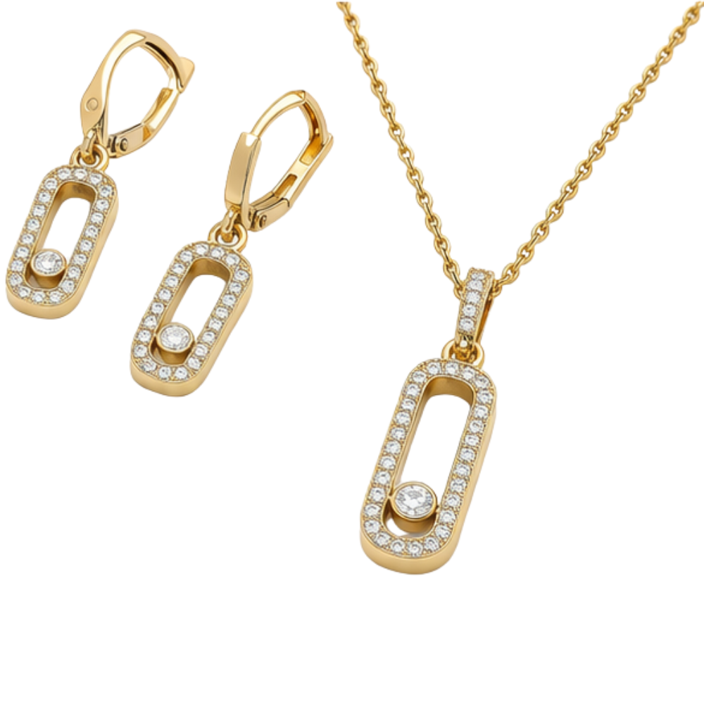 Messika Jewelry | Long Pavé Station Necklace Earrings Set