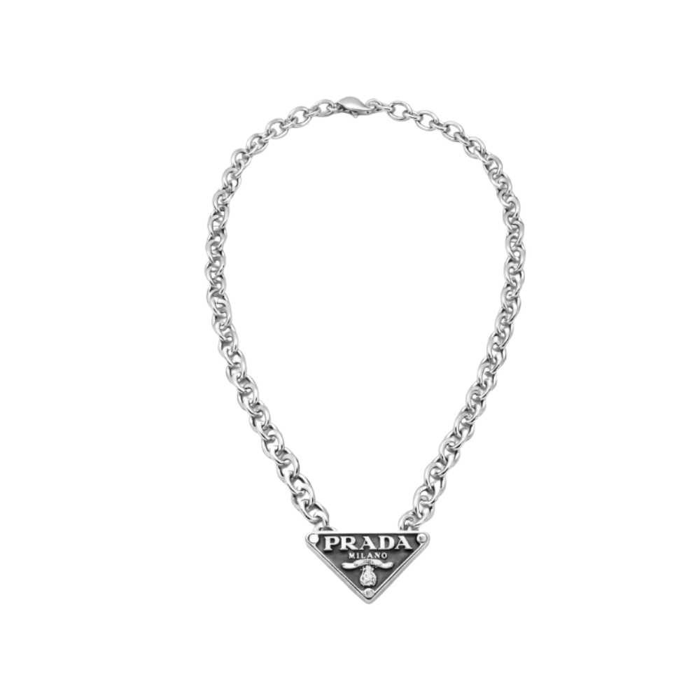 Prada Jewelry | Triangle Logo Jewelry Set Silver