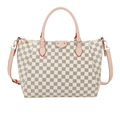 Louis Vuitton Bag | White Gray Checkered Shoulder Tote Bag