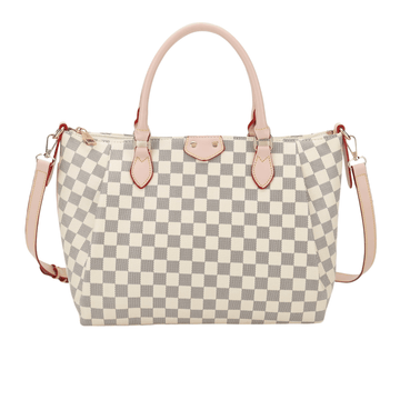 Louis Vuitton Bag | White Gray Checkered Shoulder Tote Bag