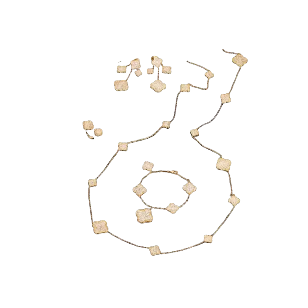 Van Cleef & Arpels Jewelry | Jewelry Set Gold Full Crystals
