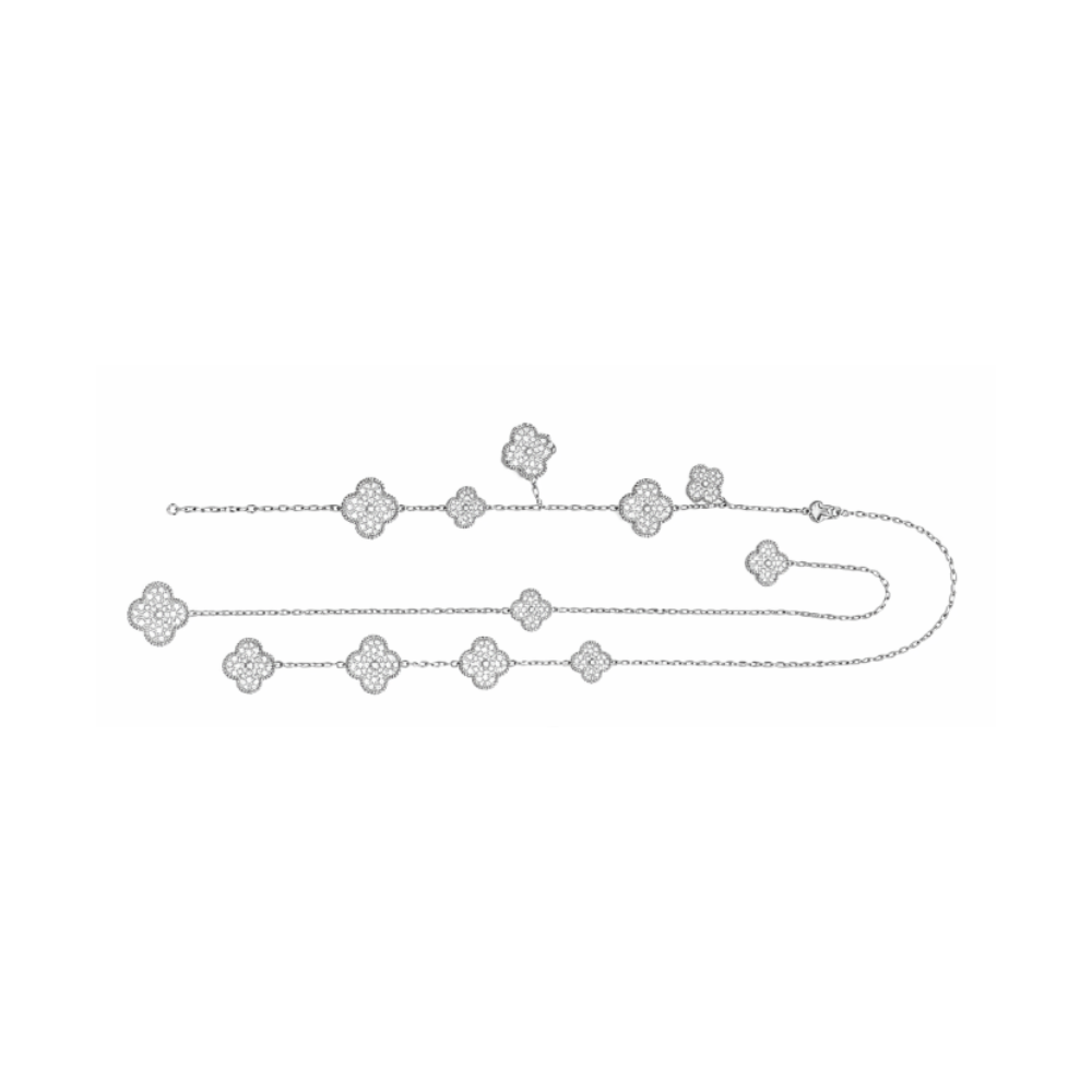 Van Cleef & Arpels Jewelry | Alhambra Jewelry Set Silver Crystals