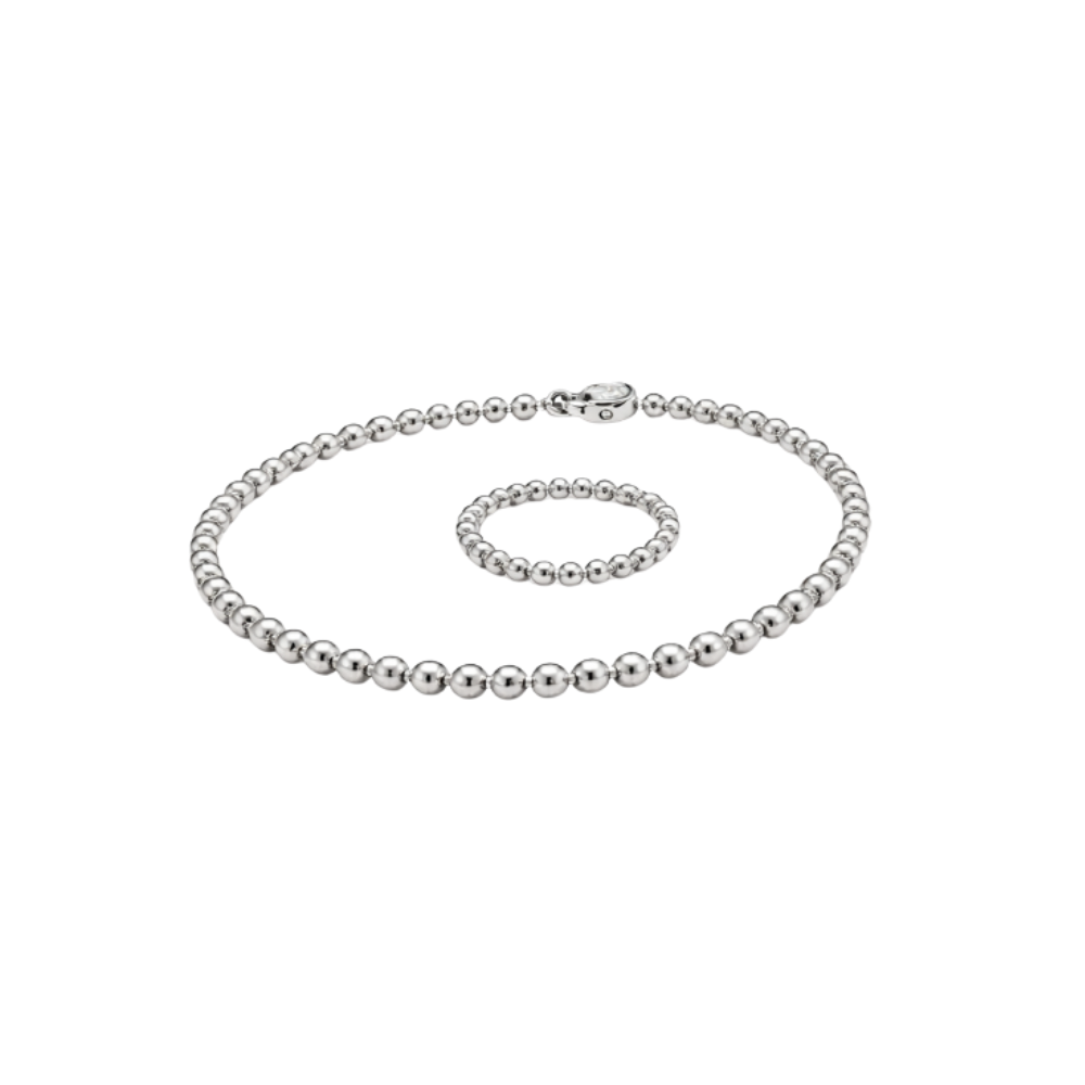 Van Cleef & Arpels Jewelry | Perlee Beads Silver Bracelet and Ring Set