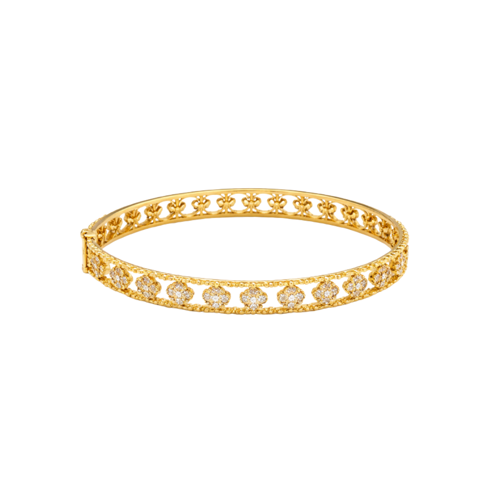 Van Cleef & Arpels Jewelry | Clover Diamond Gold Bangle Bracelet
