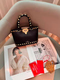 Valentino Bag Garavani Rockstud Mini Grainy Calfskin Black