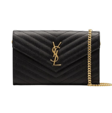 Saint Laurent Bag | Cassandre Envelope Chain Crossbody Black Grain De Poudre Leather