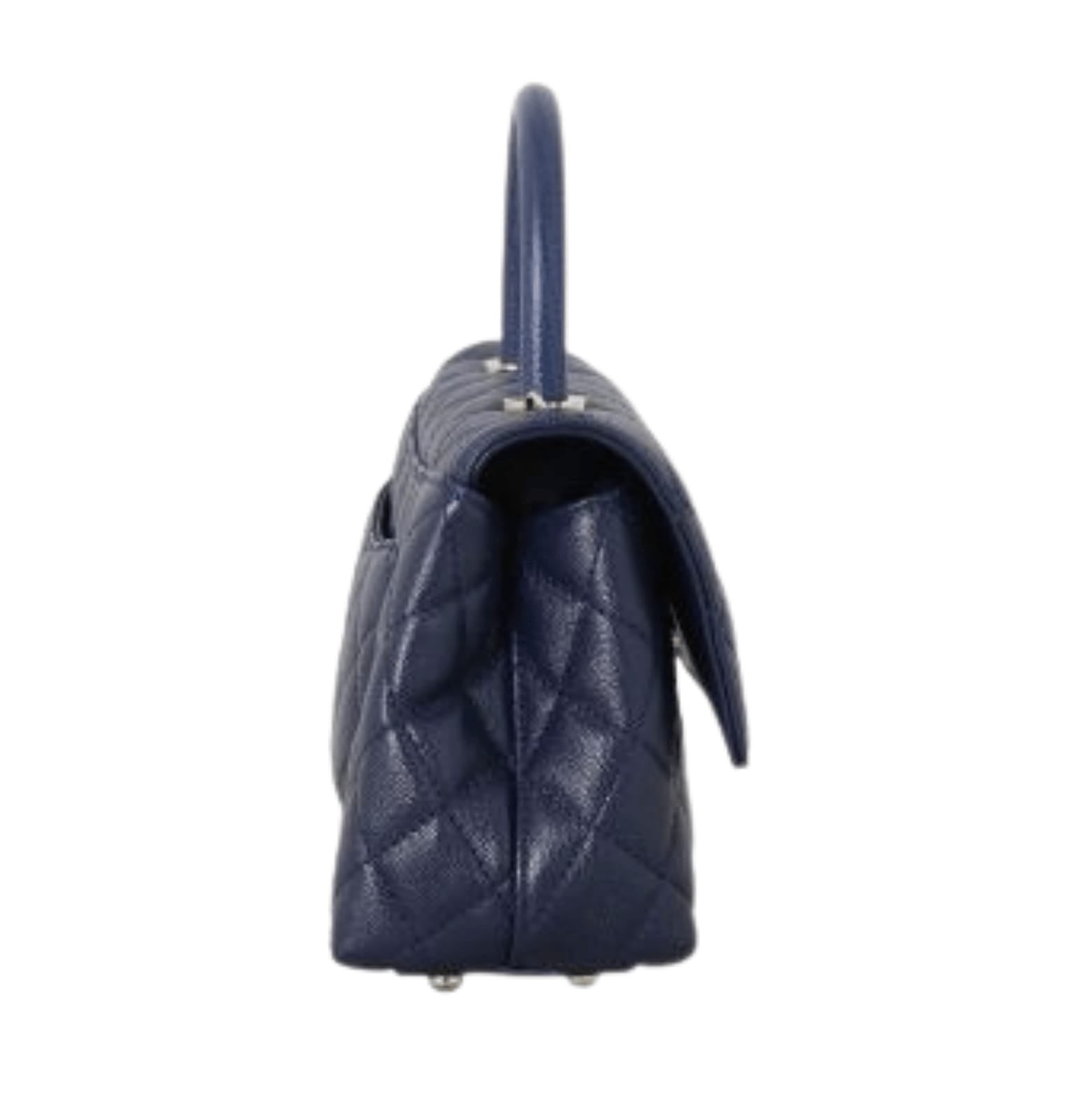 Chanel Bag | Coco Handle Mini Navy Blue Caviar Leather