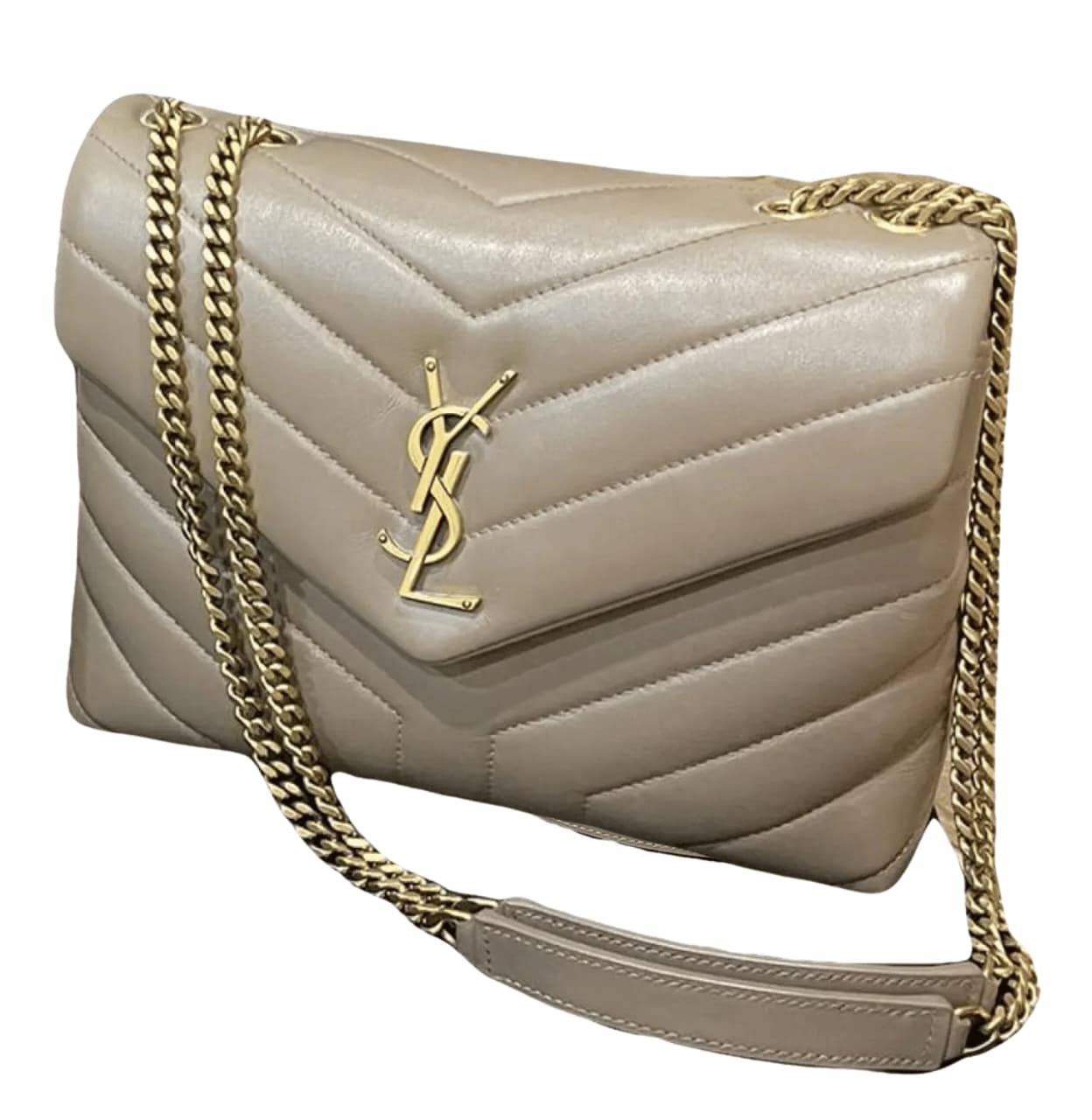 Saint Laurent Bag | Loulou Small Chain Bag Beige Calfskin Leather