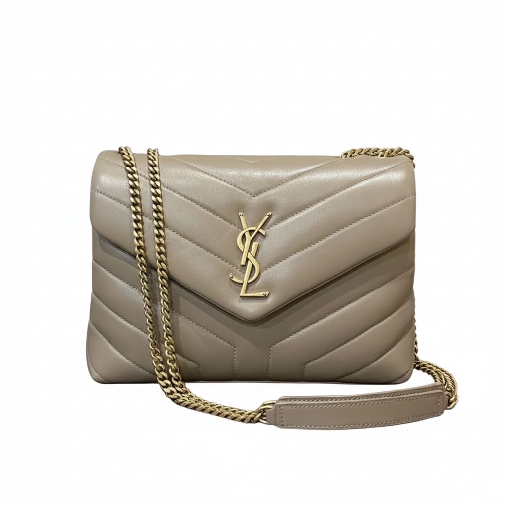 Saint Laurent Bag | Loulou Small Chain Bag Beige Calfskin Leather