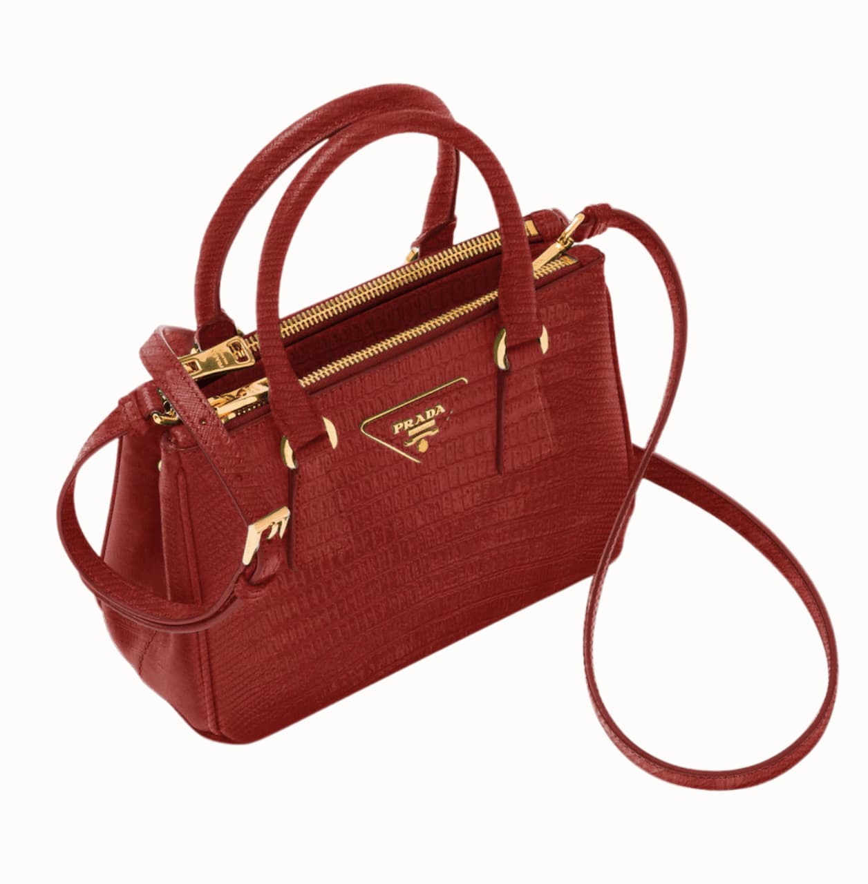Prada Bag | Galleria Mini Lizard Skin Bag Red