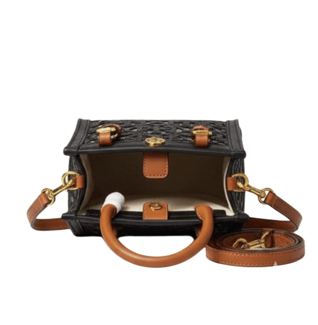 Tory Burch Bag | Monogram Laser Cut Mini T Tote Bag